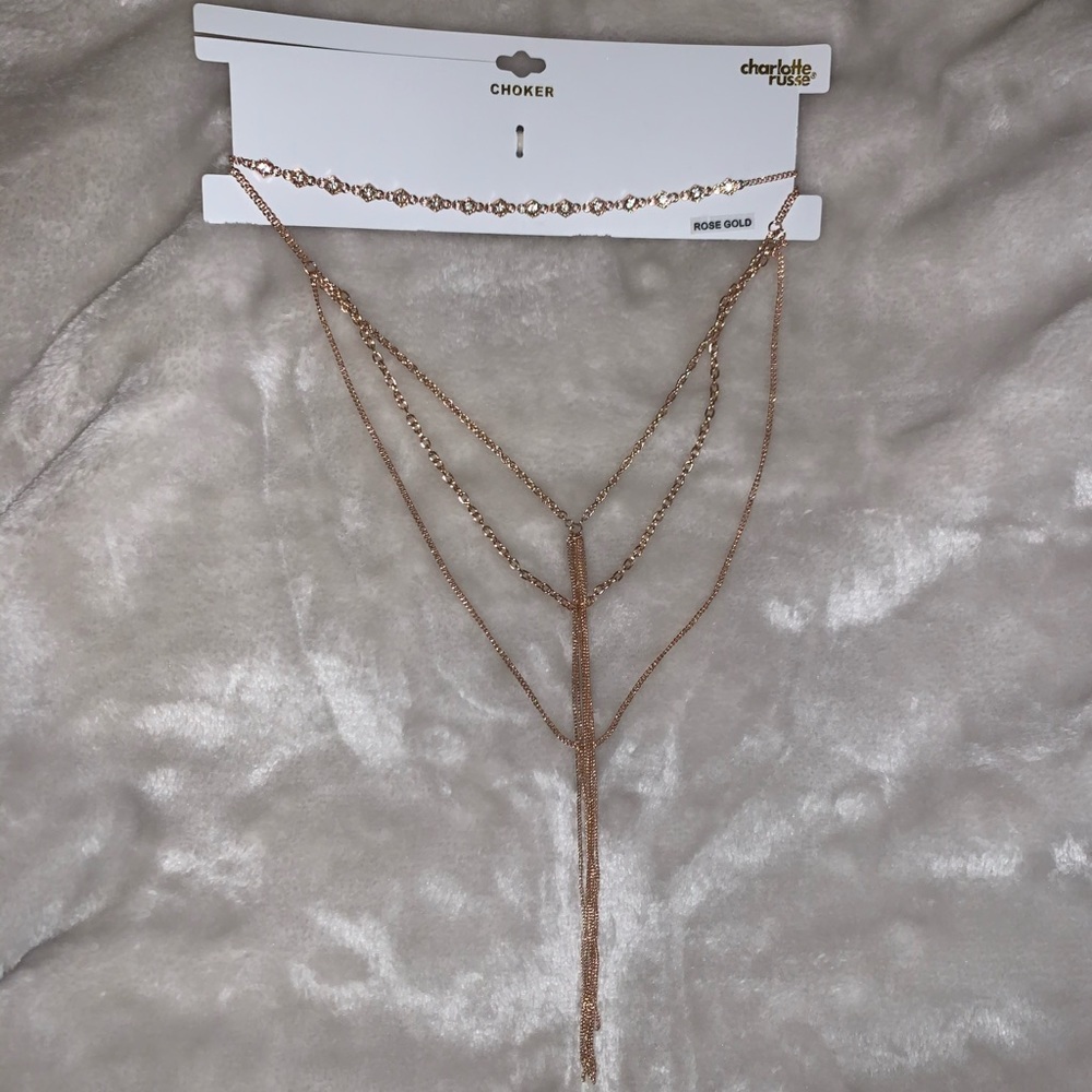 Rose Gold Triple Layer Choker Necklace